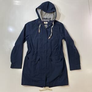 Marine Layer Women’s “Milie” Raincoat Blue Windbreaker Waterproof Lined Hooded M